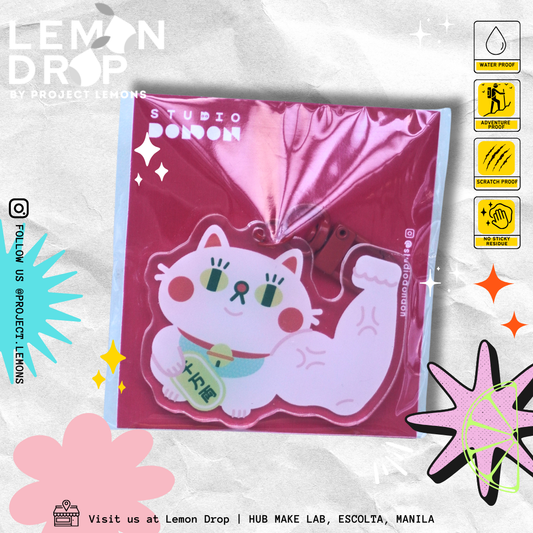 White Maneki Cat Keychain