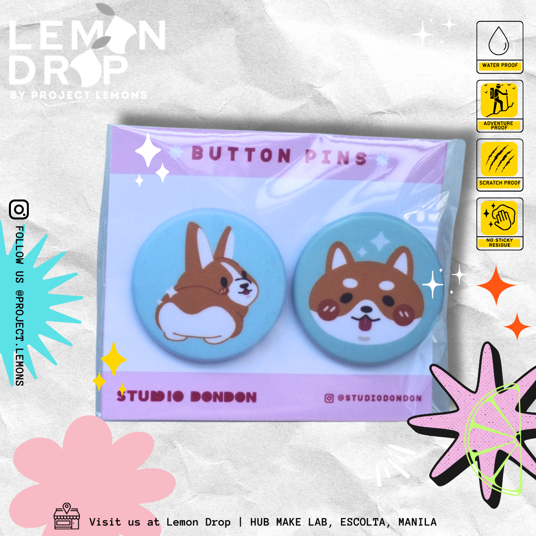 Corgi + Shiba Button Pins Set